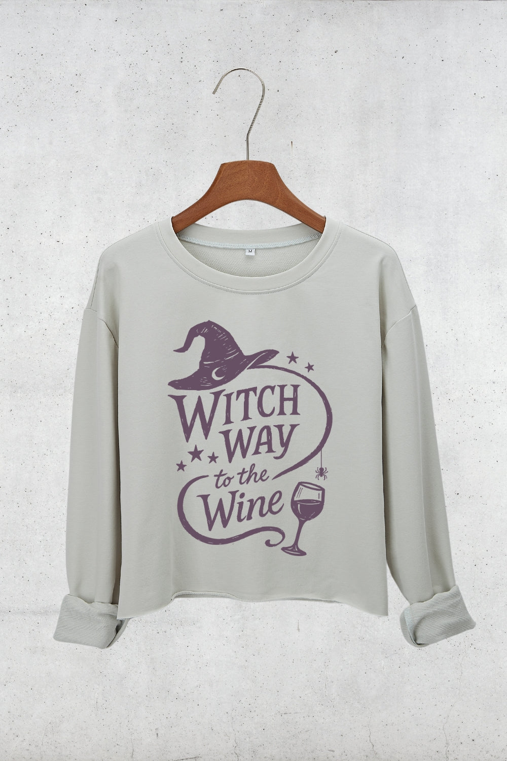Witch Way To The Wine Crop Sweatshirt For Women