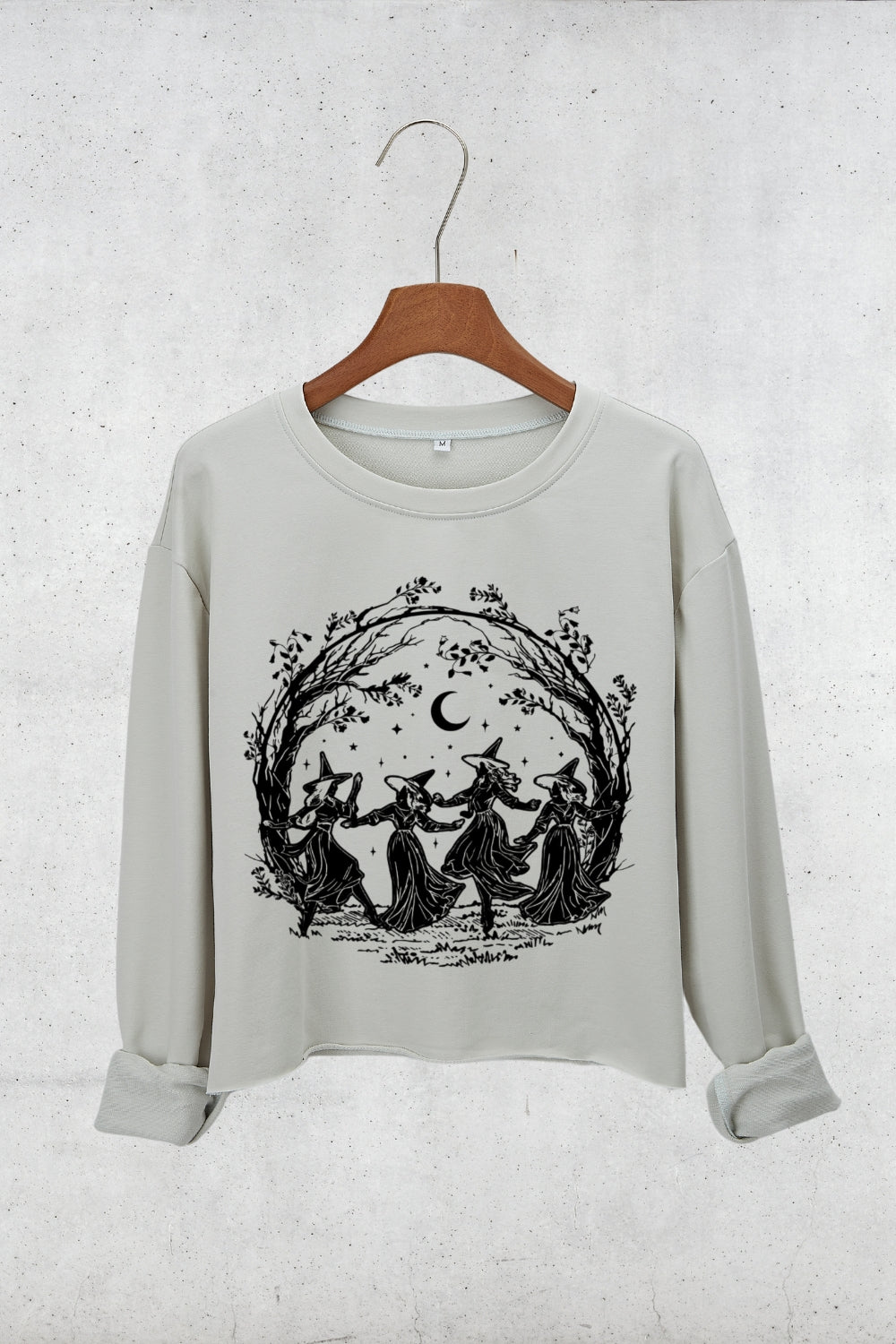 Girly Halloween Witchy Vibes Crop Sweatshirt For Women