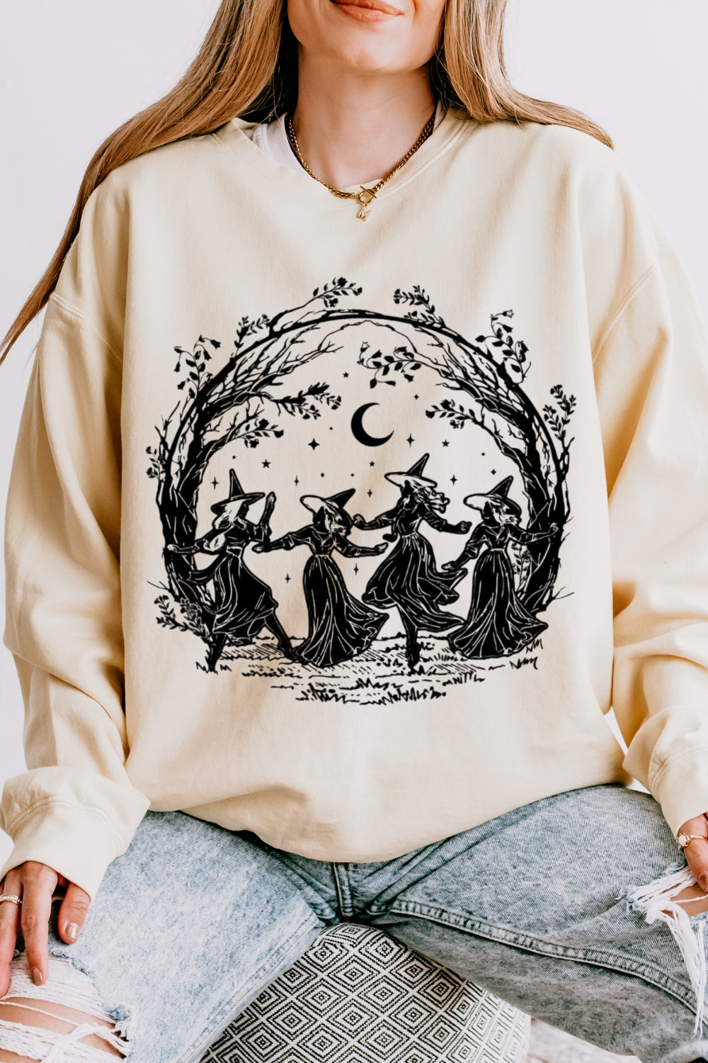 Girly Halloween Witchy Vibes Sweatshirt For Women