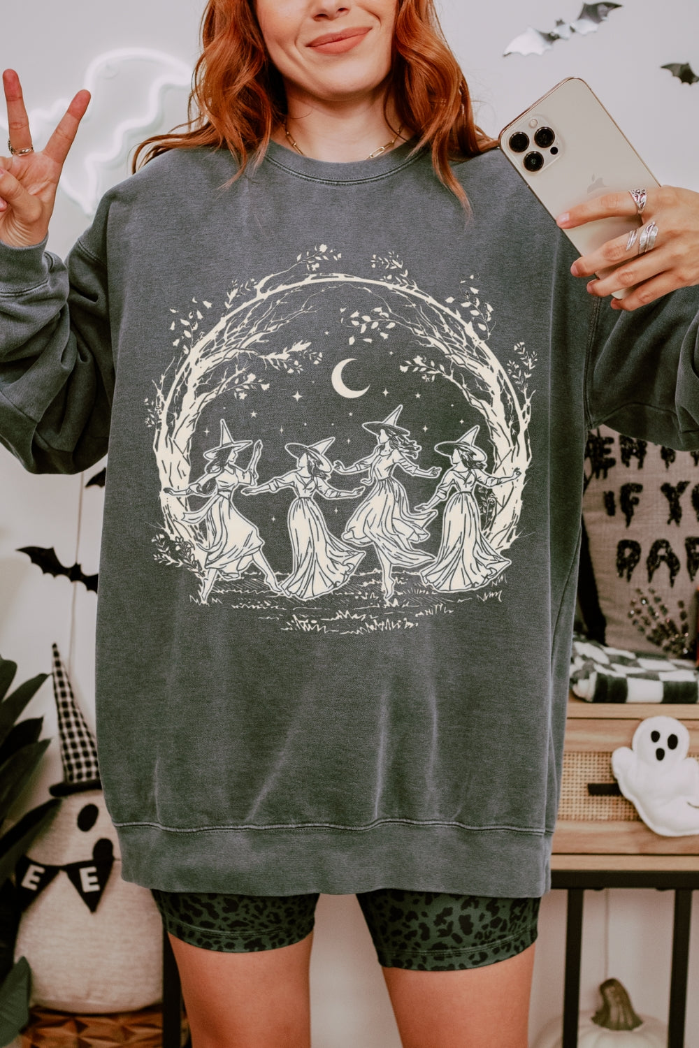Girly Halloween Witchy Vibes Sweatshirt For Women