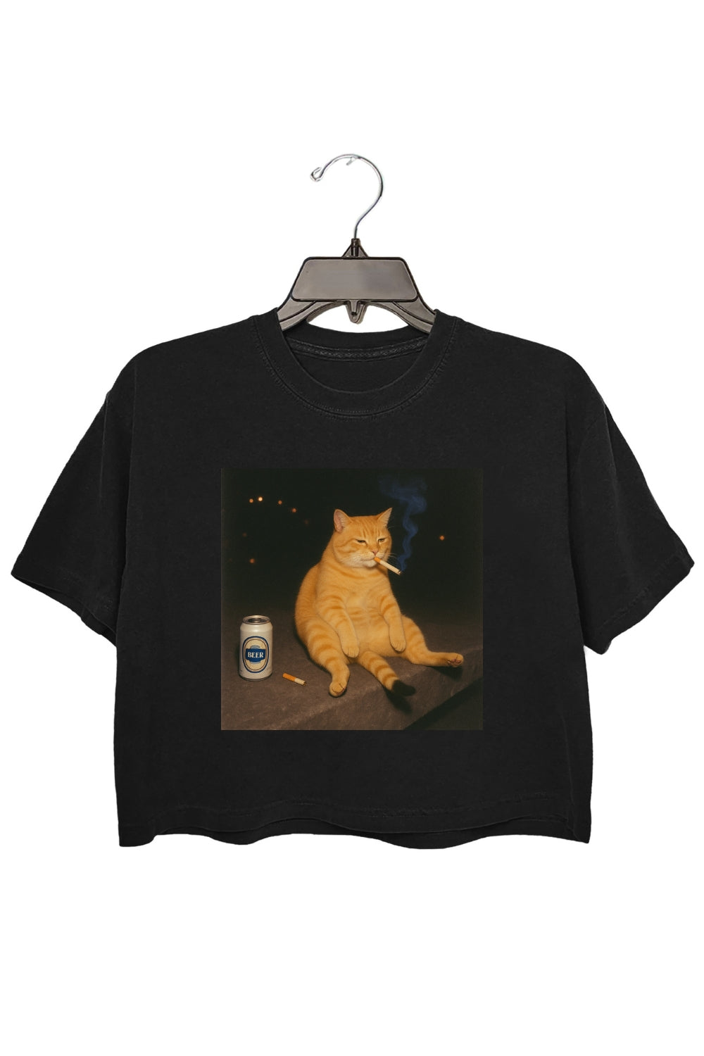 Funny Smoking Cat Meme Crop Top For Women