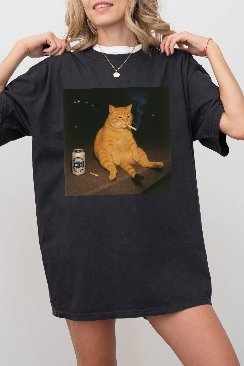 Funny Smoking Cat Meme Tee For Women