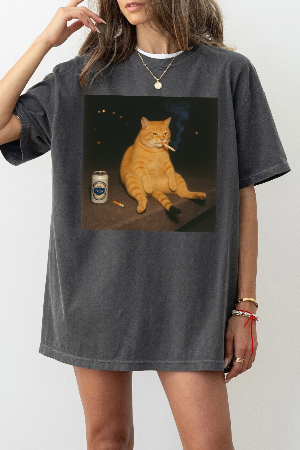 Funny Smoking Cat Meme Tee For Women