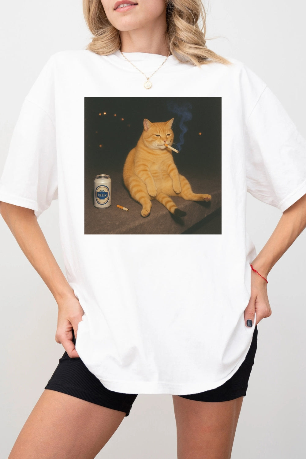 Funny Smoking Cat Meme Tee For Women