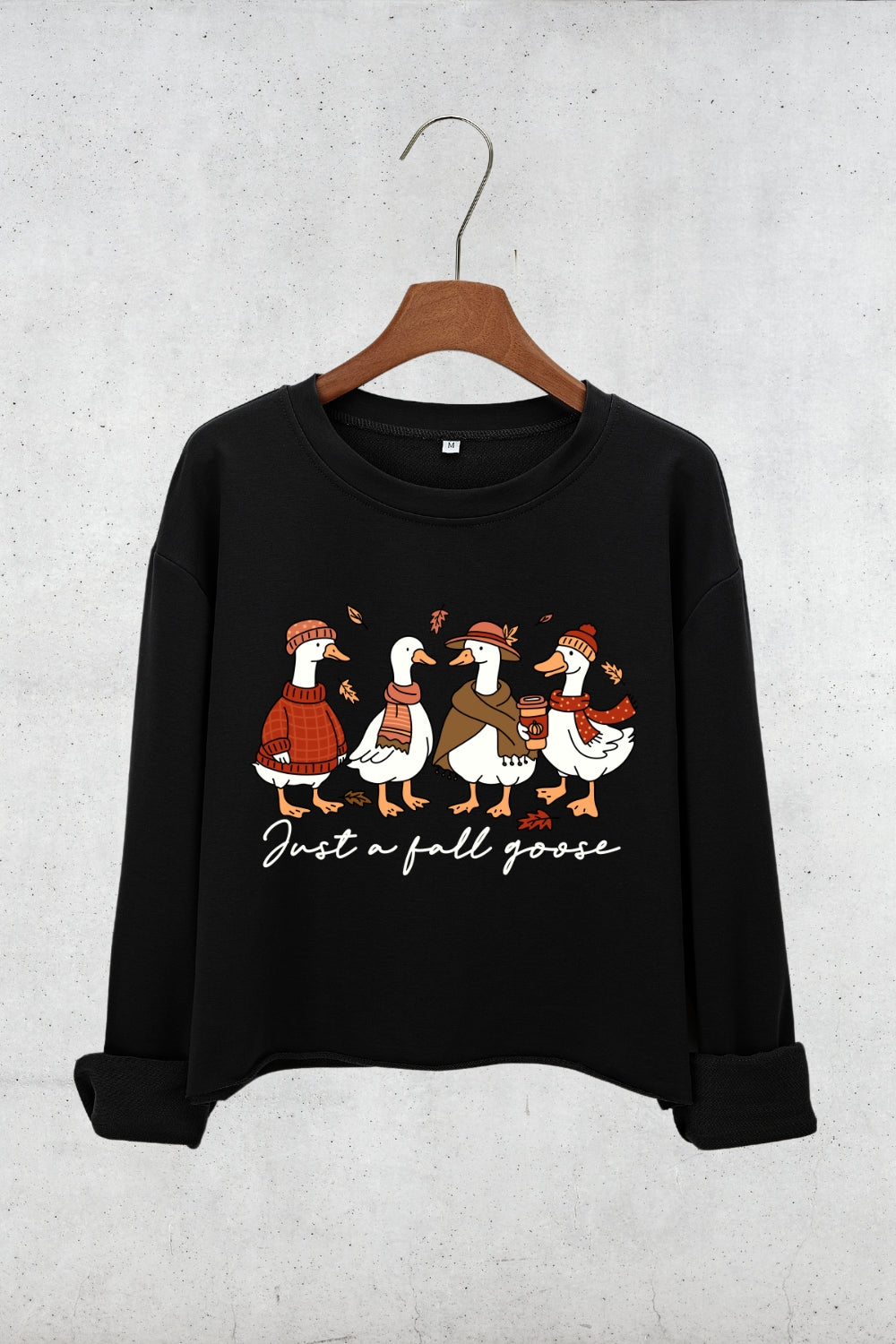 Just A Fall Goose Autumn Crop Sweatshirt For Women