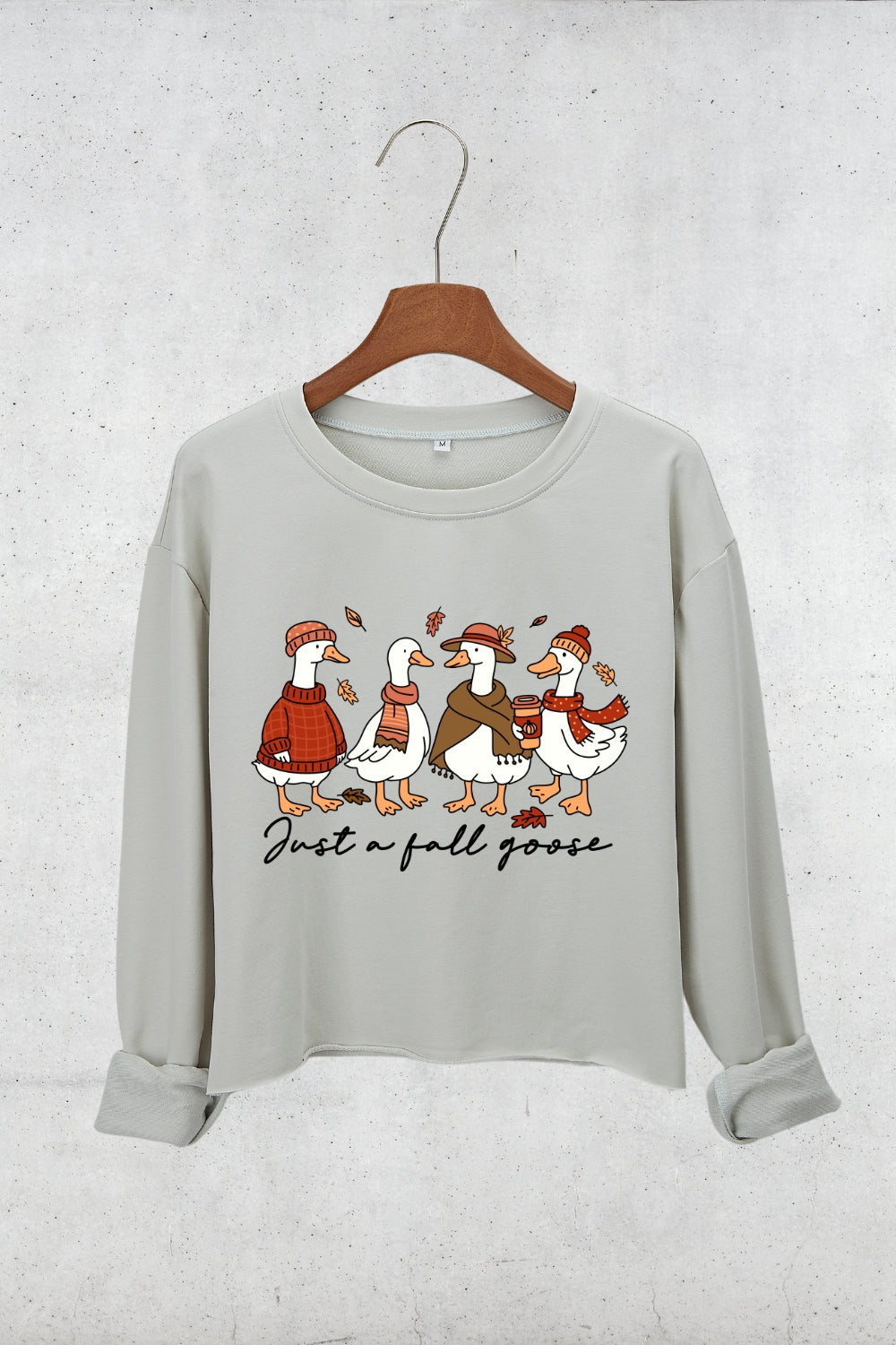 Just A Fall Goose Autumn Crop Sweatshirt For Women