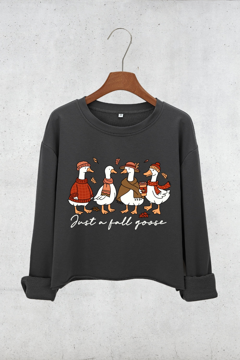 Just A Fall Goose Autumn Crop Sweatshirt For Women