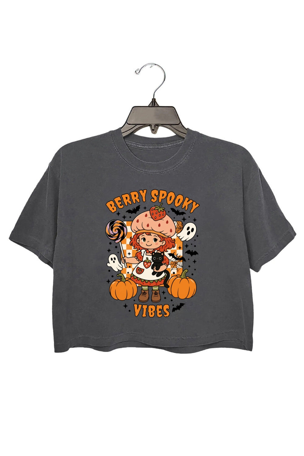 Halloween Strawberry Spooky Girl Crop Top For Women