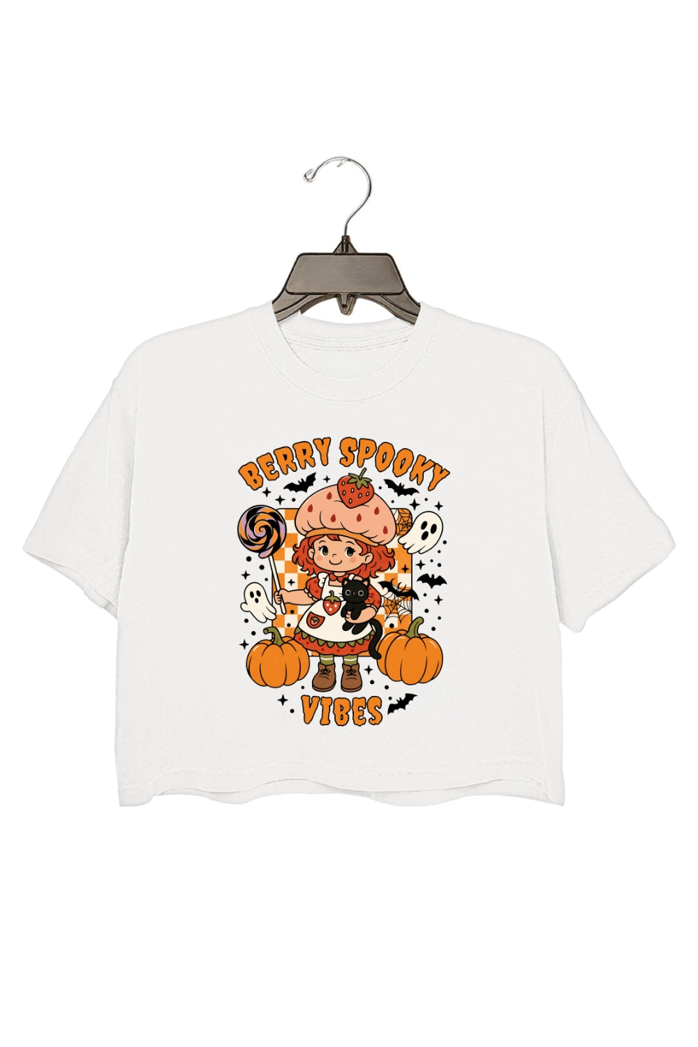 Halloween Strawberry Spooky Girl Crop Top For Women