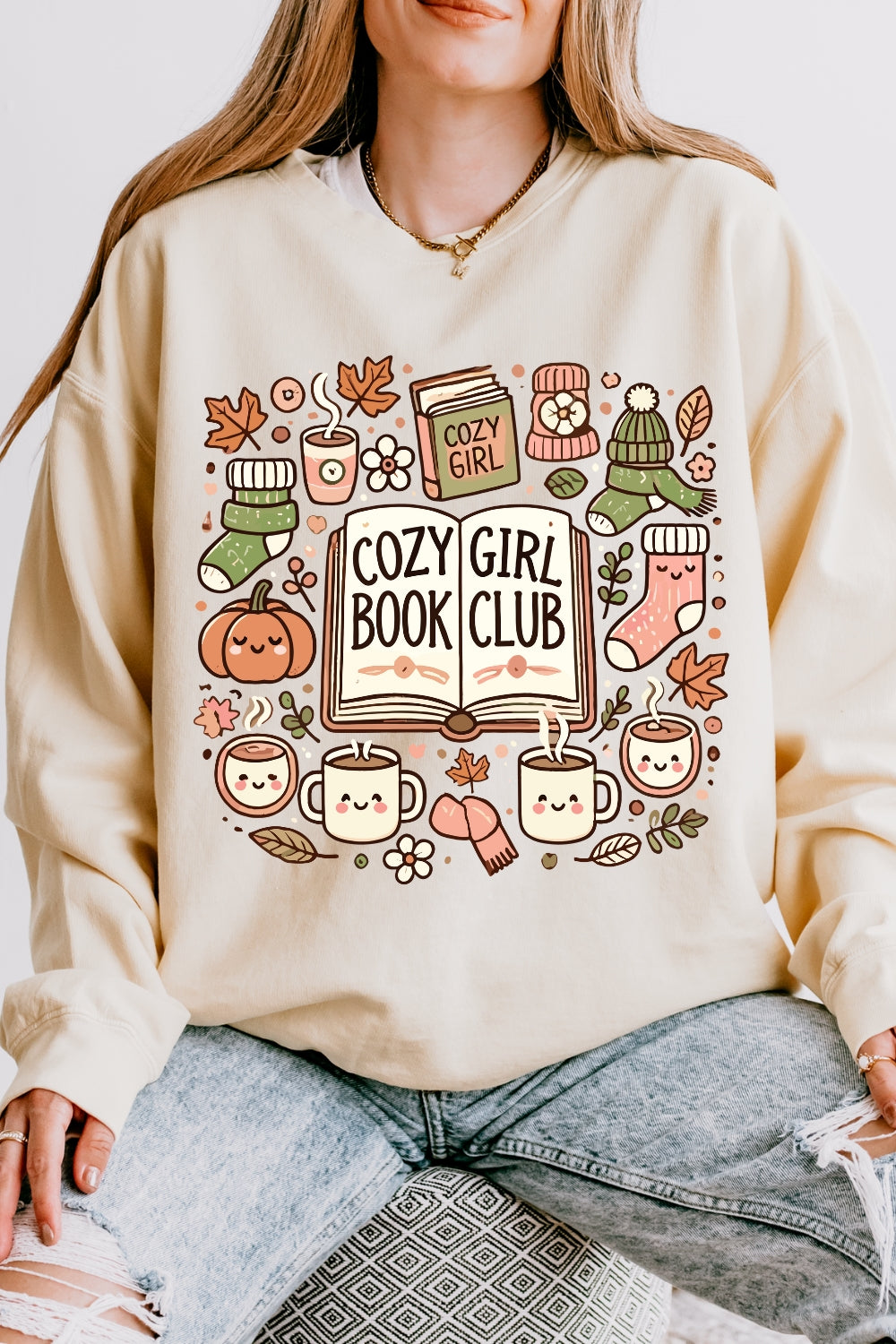 Cozy Girl Book Club Sweatshirt For Women