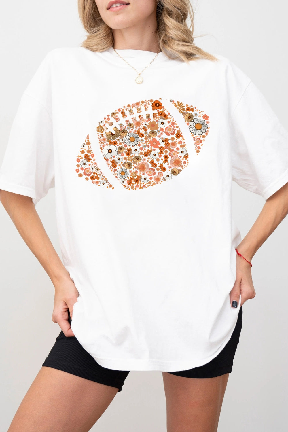 Retro Floral Football Tee For Women