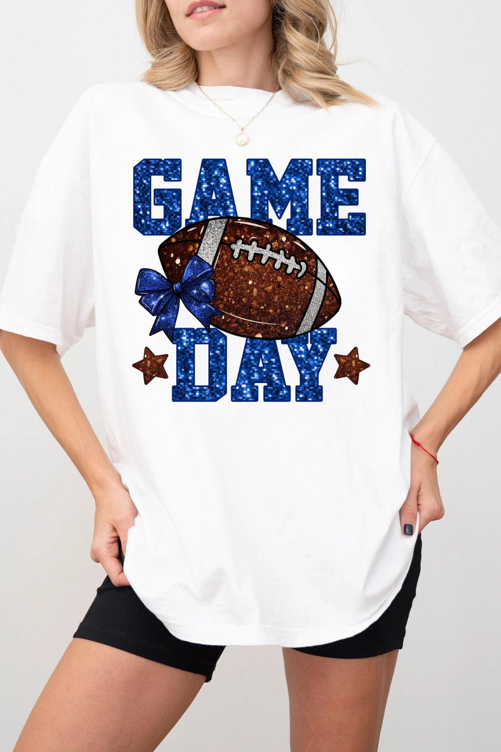 Glitter Game Day Football Tee For Women