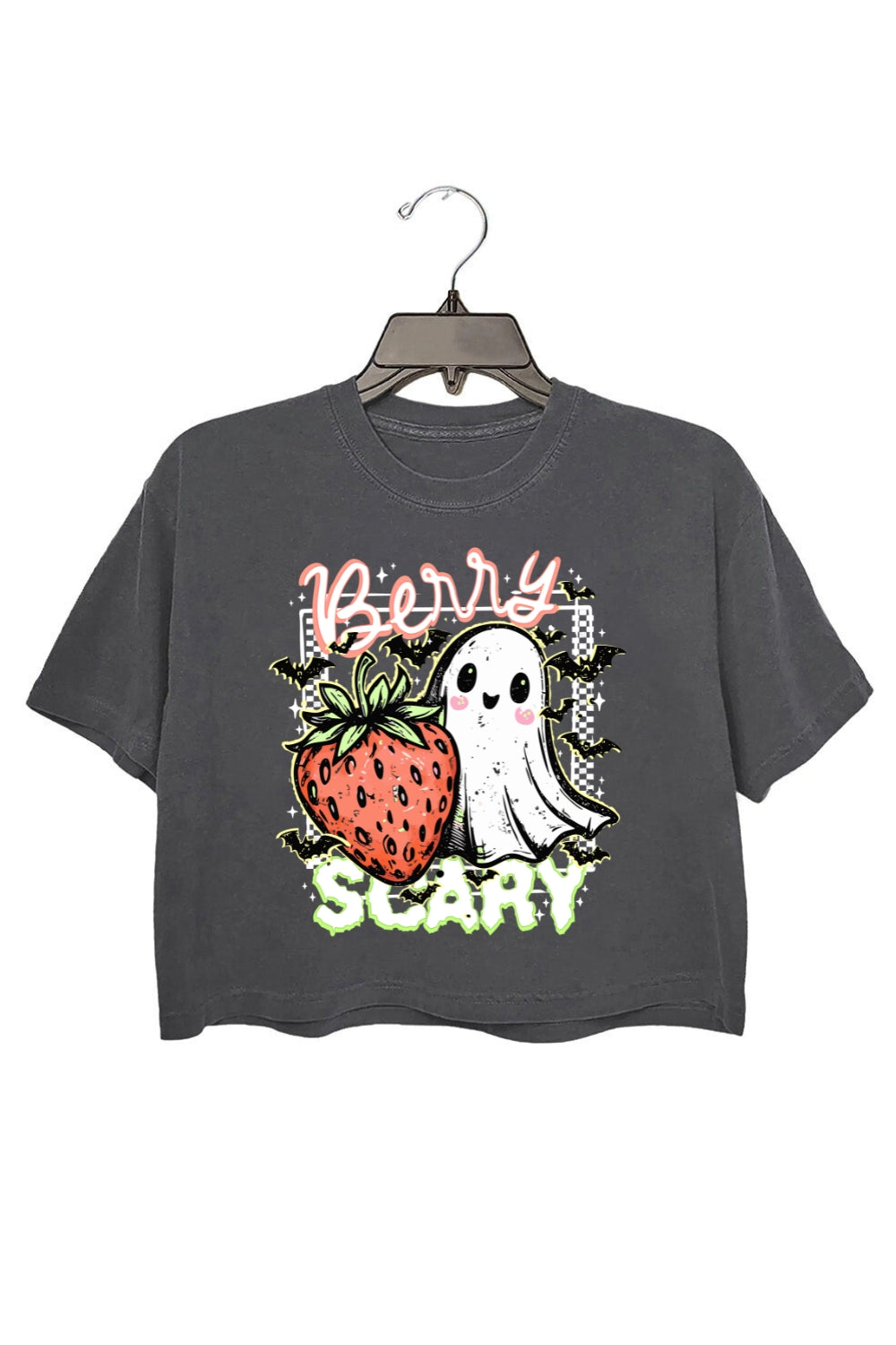 Berry Scary Spooky Strawberry Ghost Crop Top For Women
