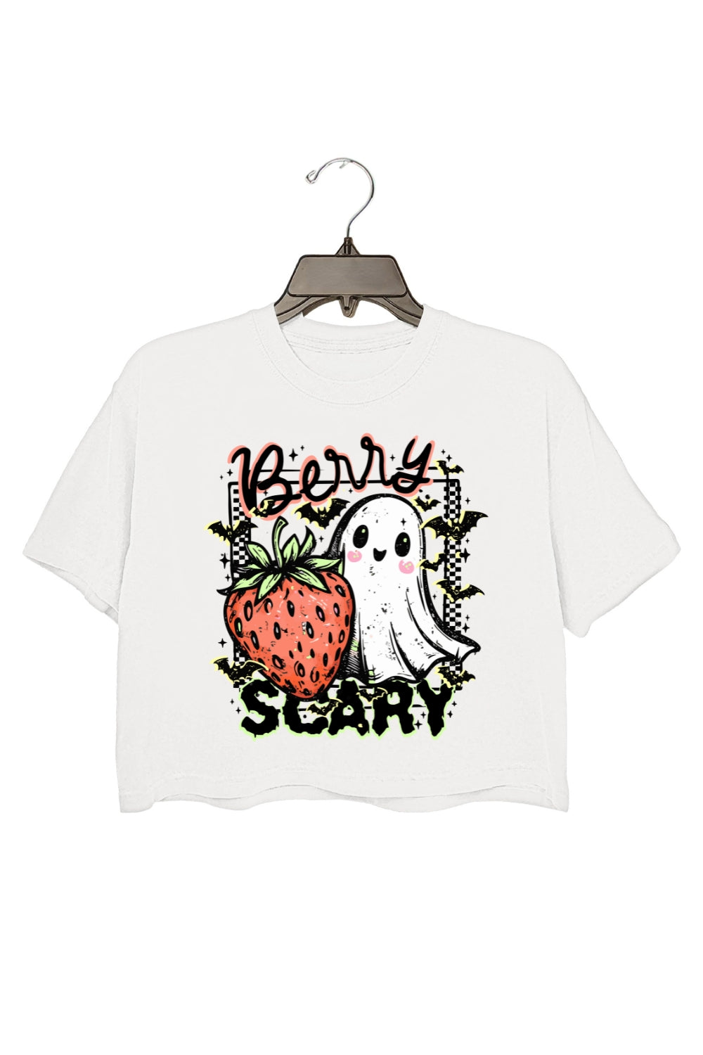 Berry Scary Spooky Strawberry Ghost Crop Top For Women