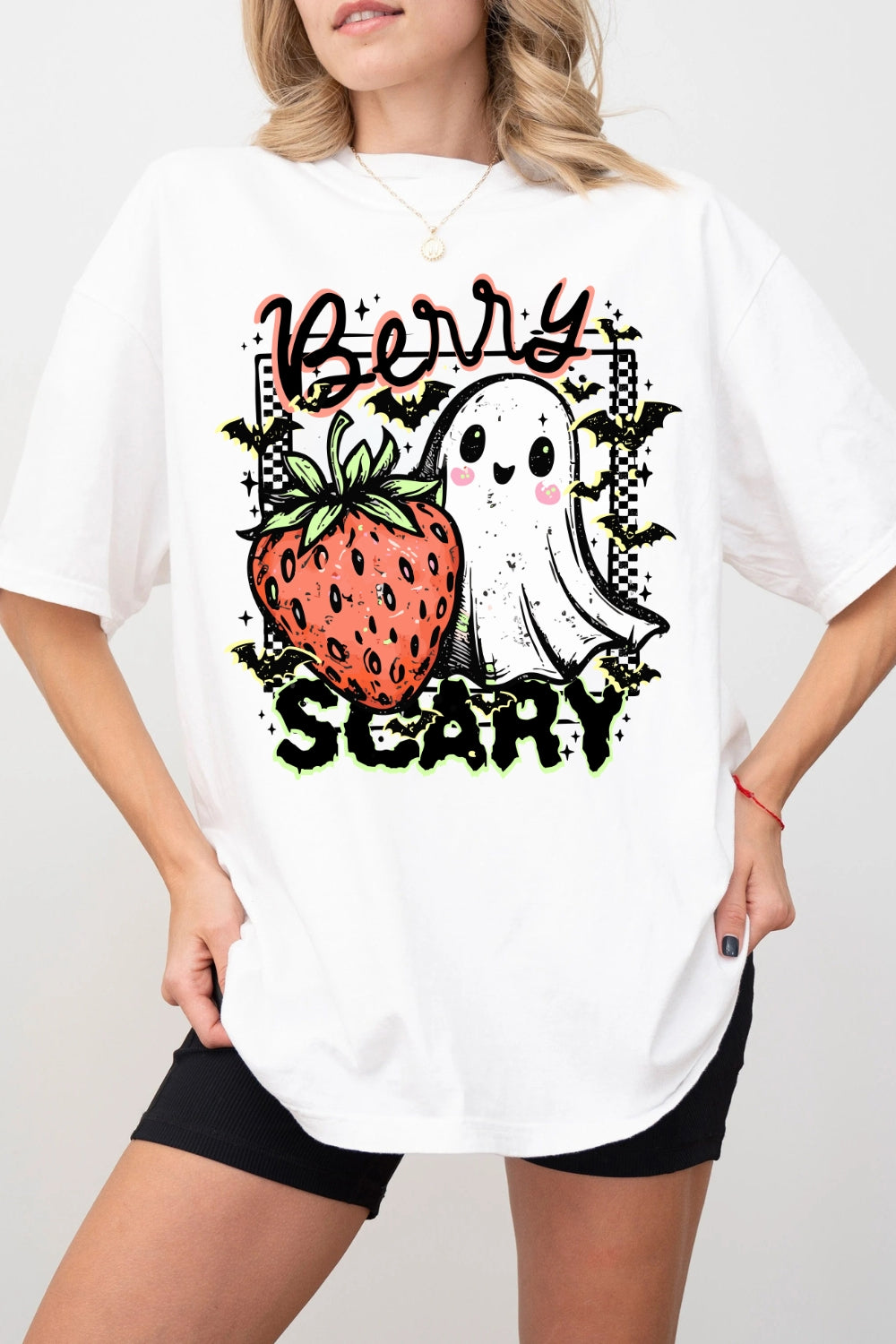Berry Scary Spooky Strawberry Ghost Tee For Women