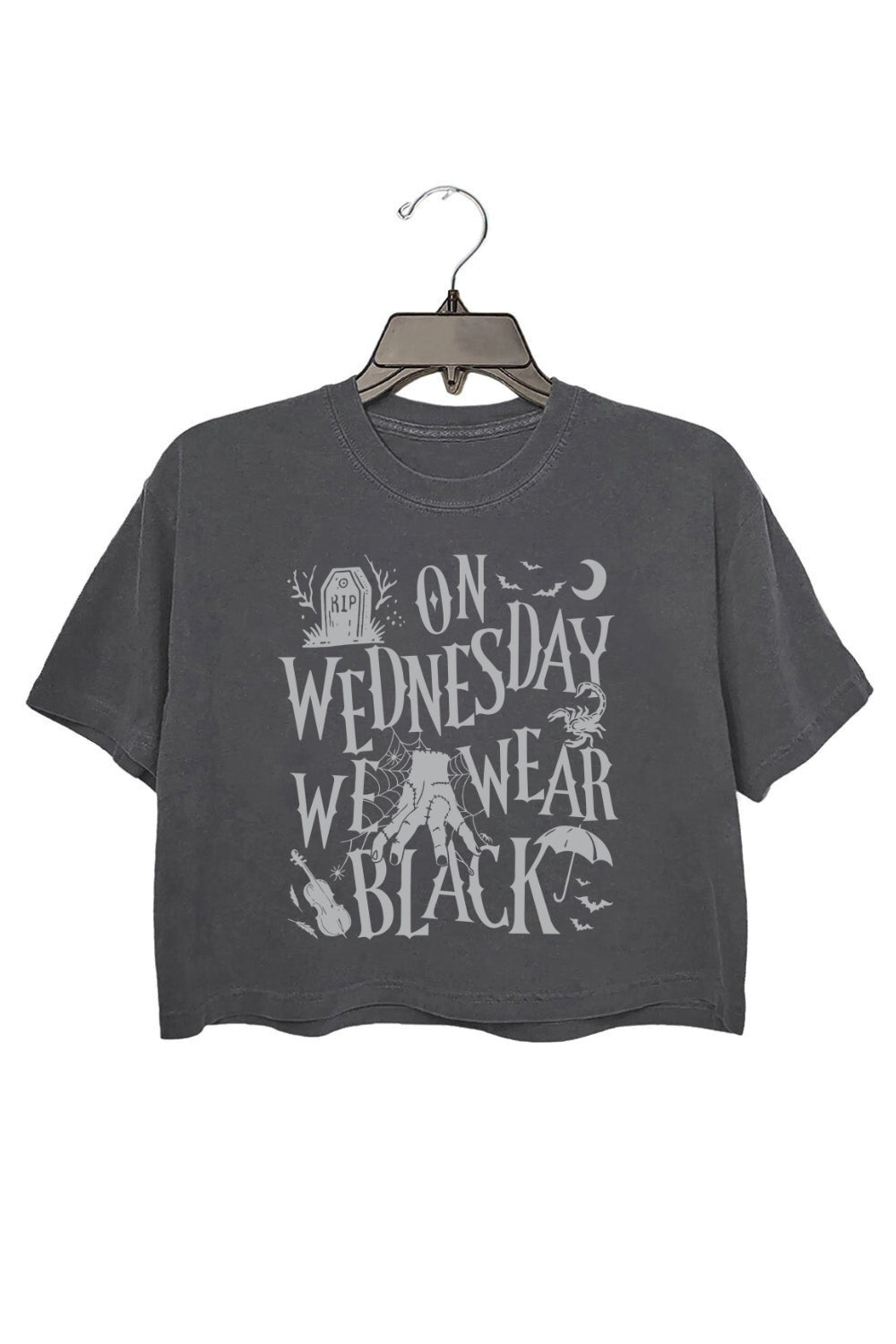 On Wednesdays We Wear Black Crop Top For Women