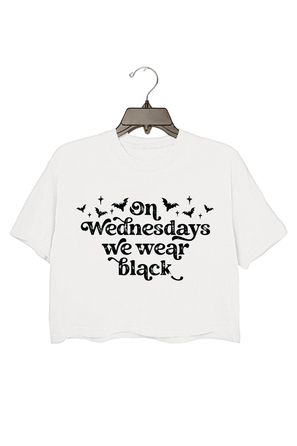 On Wednesdays We Wear Black Halloween Crop Top For Women