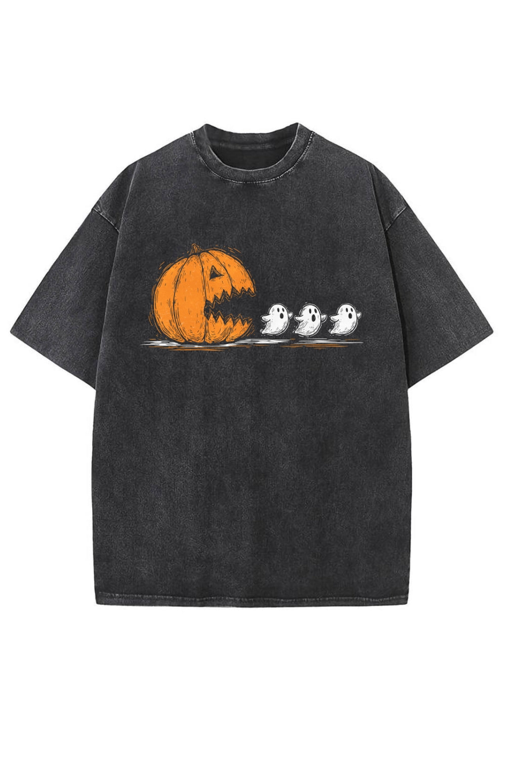 Halloween Pumpkin Chasing Ghost Washed Tee