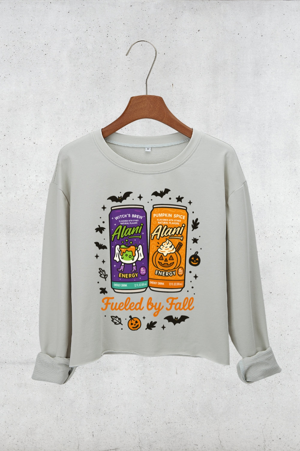 Fueled By Fall Halloween Energy Drink Crop Sweatshirt For Women