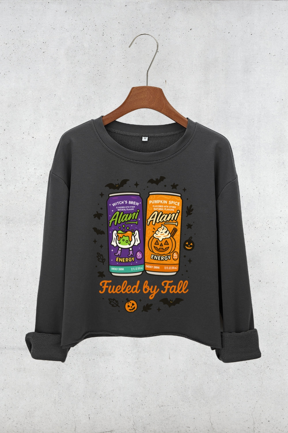 Fueled By Fall Halloween Energy Drink Crop Sweatshirt For Women