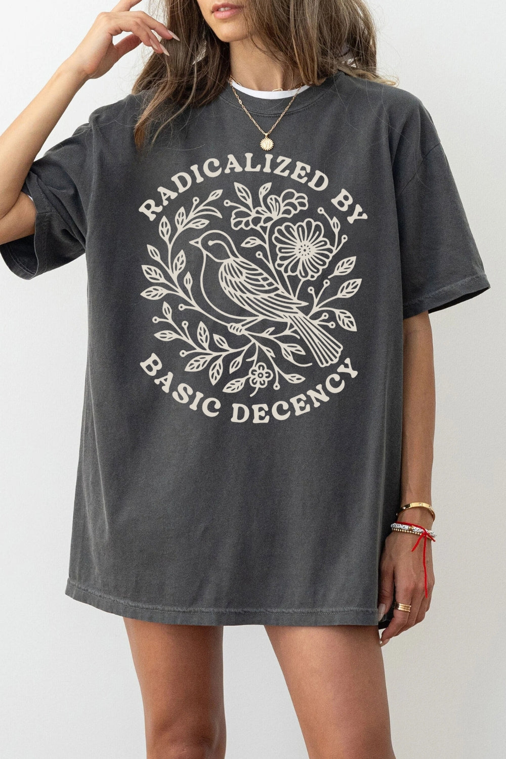 Radicalized By Basic Decency Bird Tee For Women