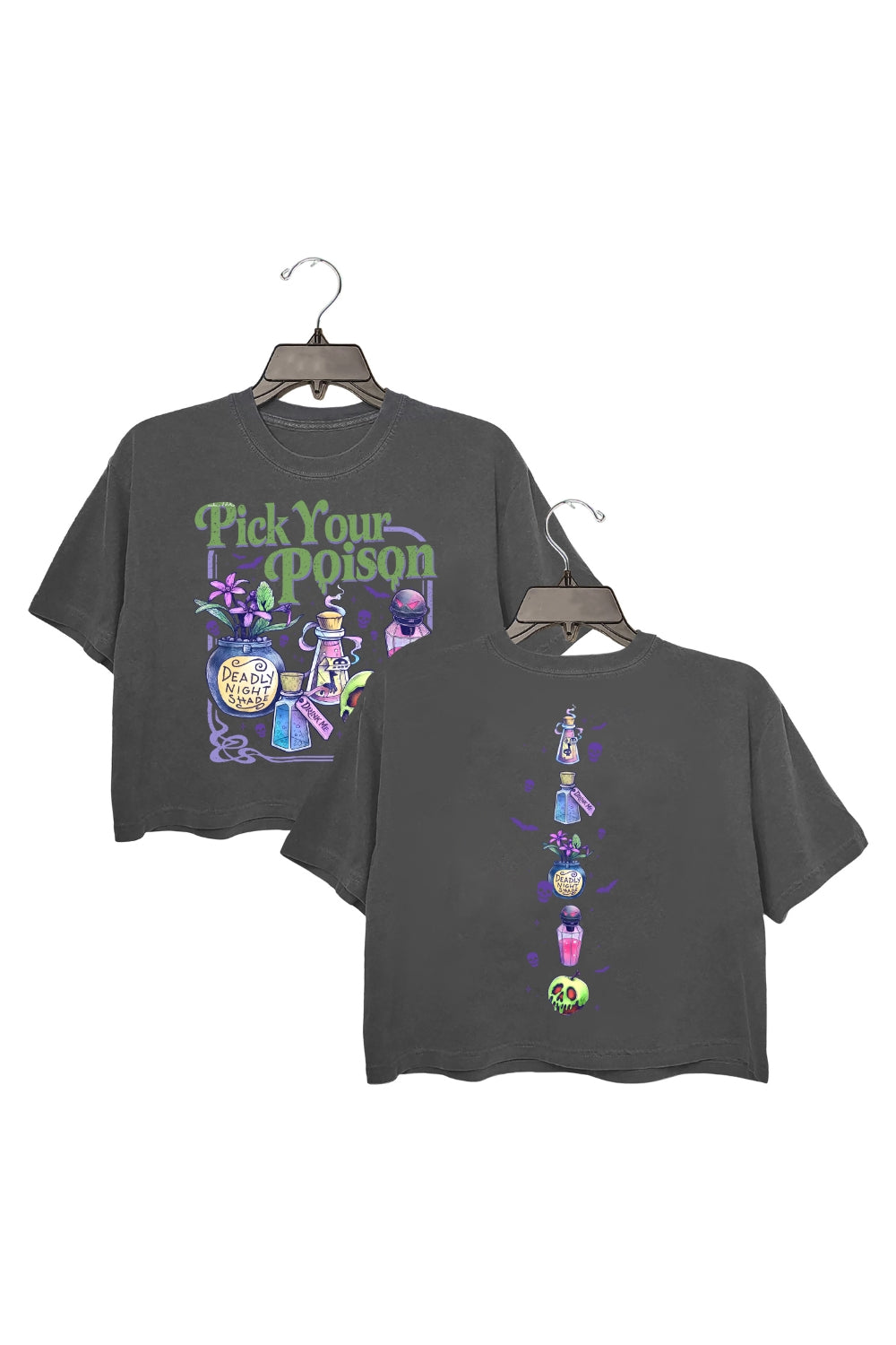 Retro Halloween Pick Your Poison 2 Sides Crop Top For Women