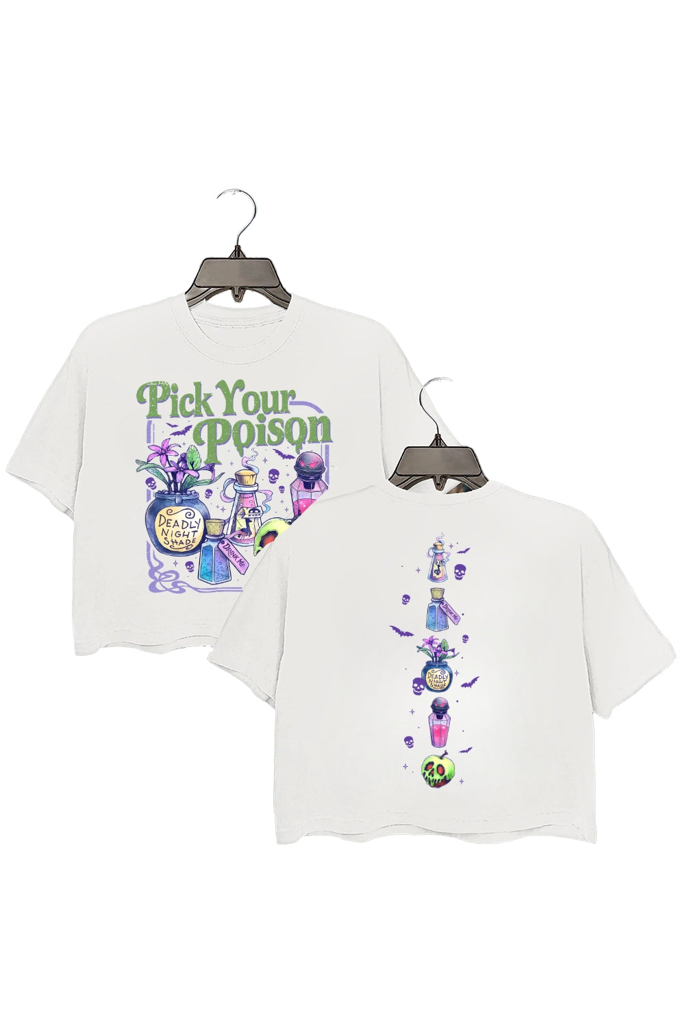 Retro Halloween Pick Your Poison 2 Sides Crop Top For Women