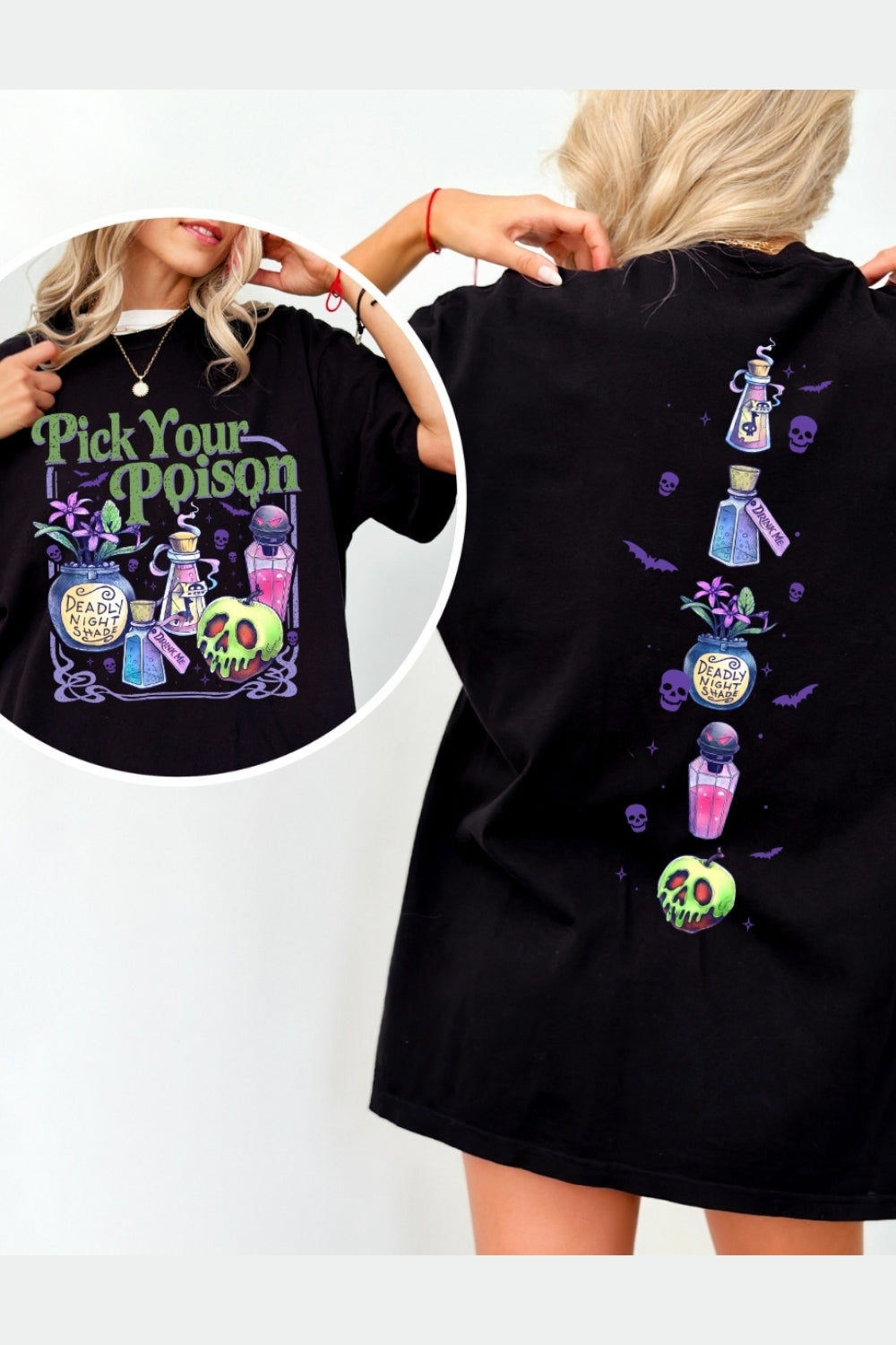 Retro Halloween Pick Your Poison 2 Sides Tee For Women