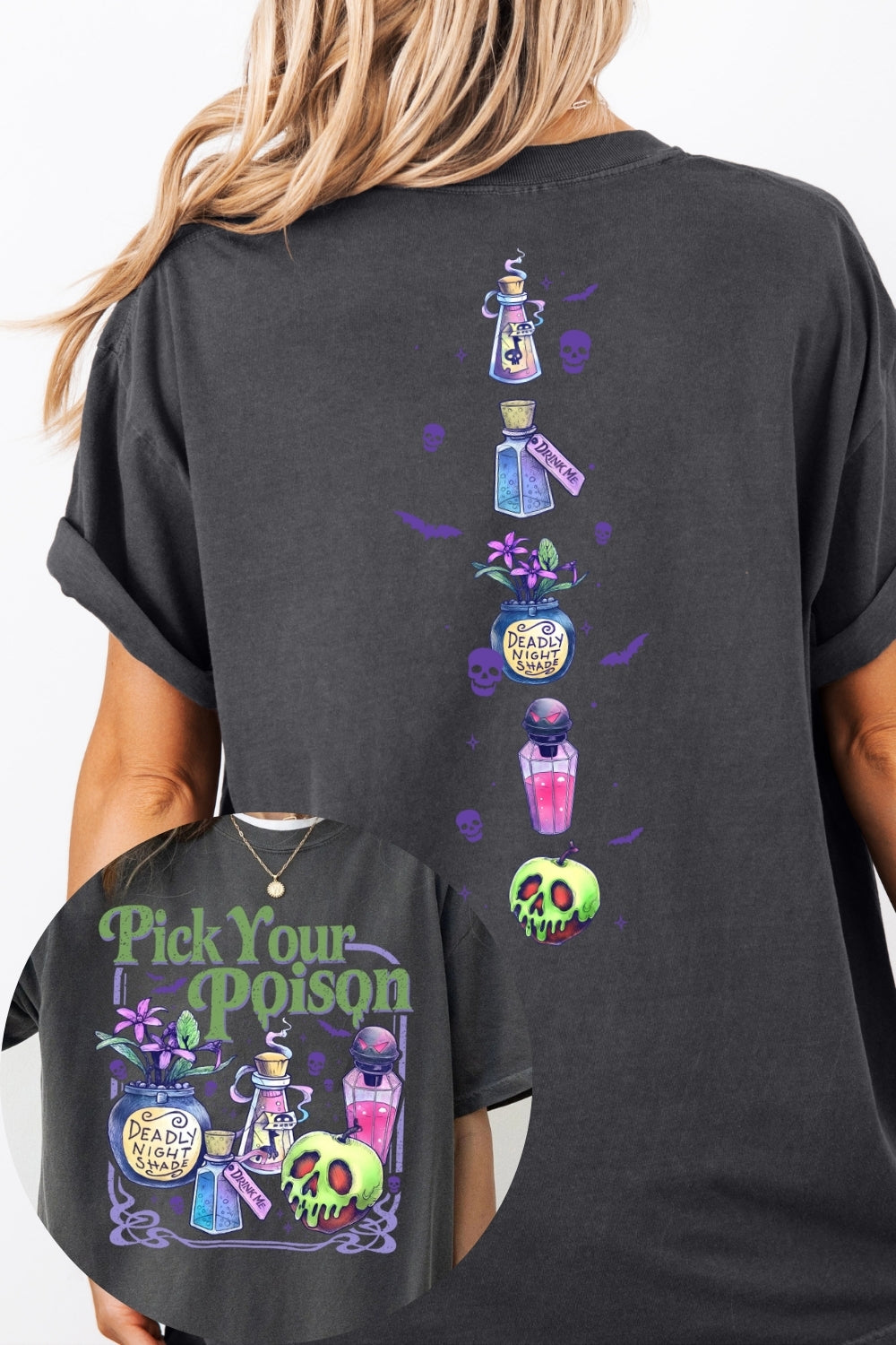 Retro Halloween Pick Your Poison 2 Sides Tee For Women