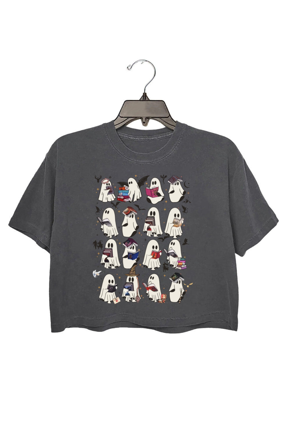 Retro Ghost Book Fantasy Halloween Crop Top For Women