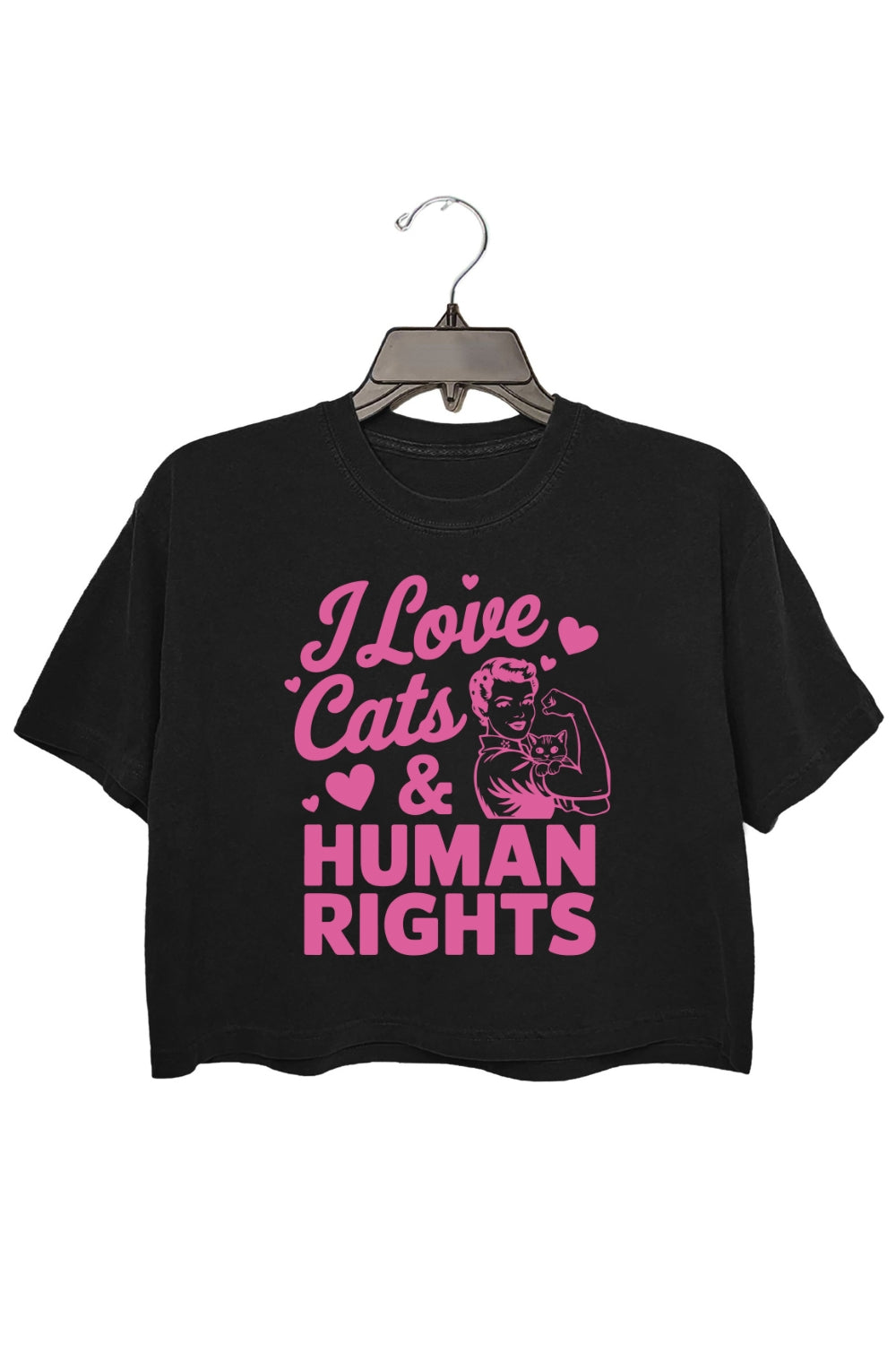 I Love Cats And Human Rights Crop Top For Women