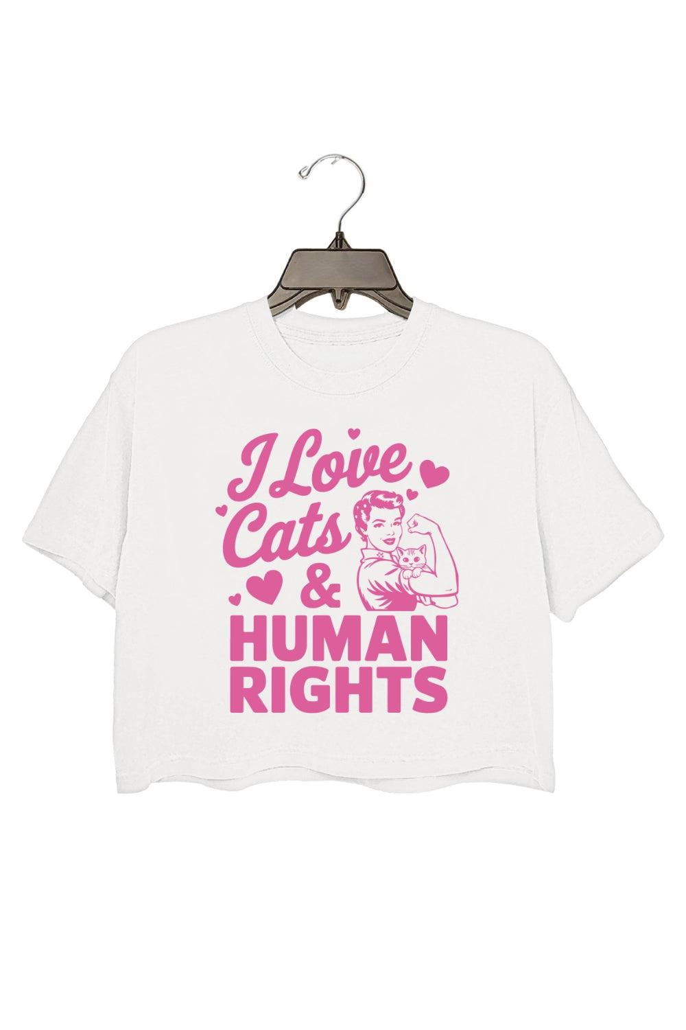 I Love Cats And Human Rights Crop Top For Women