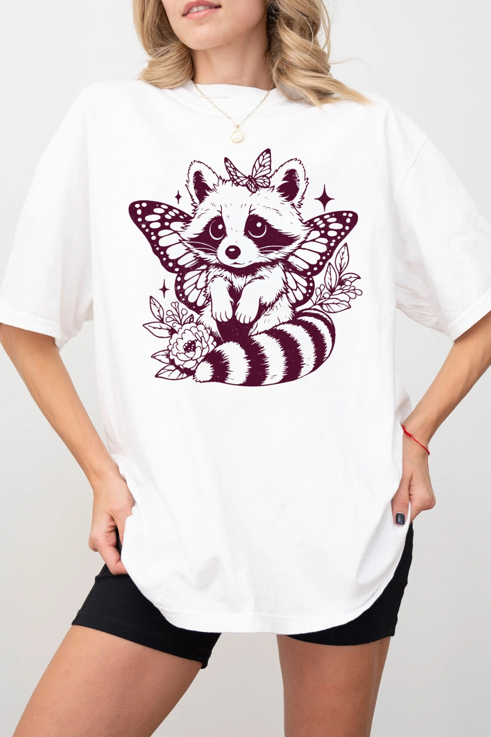 Cute Hybrid Raccoon With Butterfly Wings Tee For Women