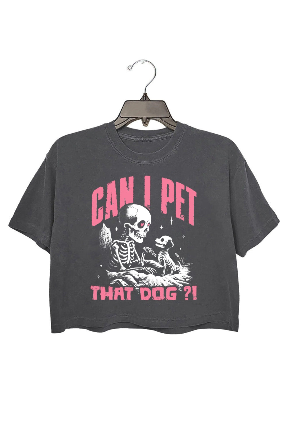 Can I Pet That Dog Skeleton Dog Crop Tee For Women