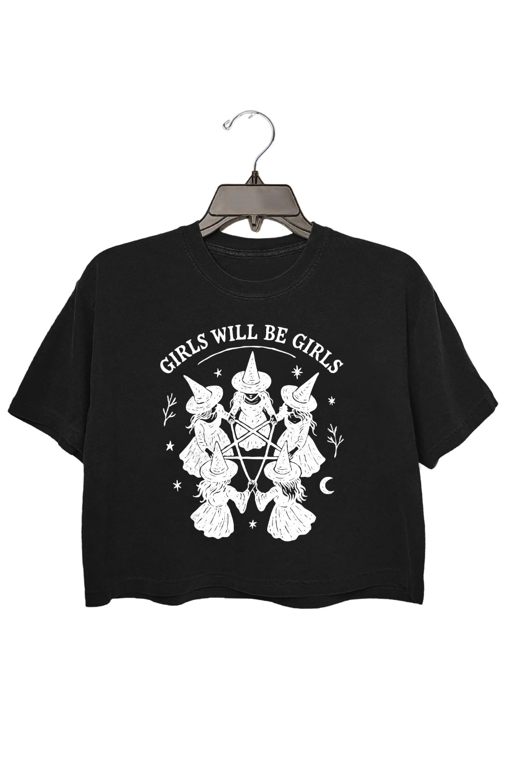 Girls Will Be Girls Witch Circle Clipart Crop Top For Women