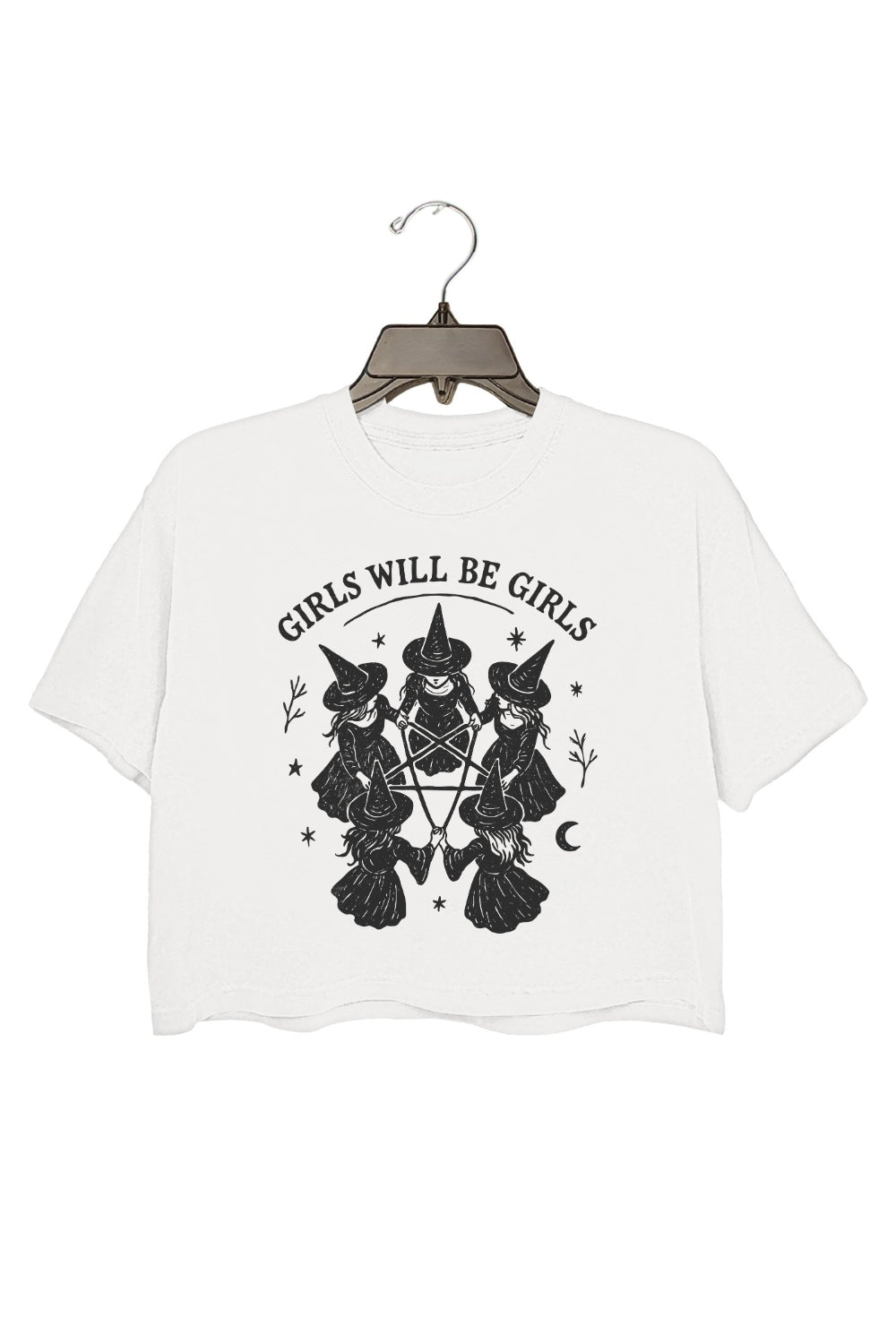 Girls Will Be Girls Witch Circle Clipart Crop Top For Women