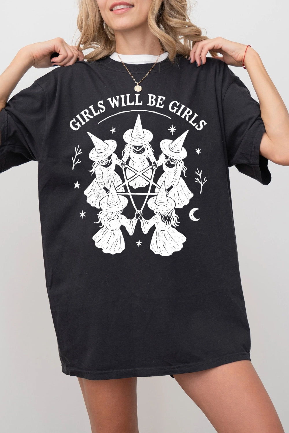 Girls Will Be Girls Witch Circle Clipart Tee For Women