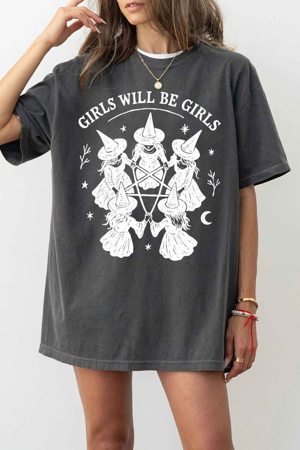 Girls Will Be Girls Witch Circle Clipart Tee For Women