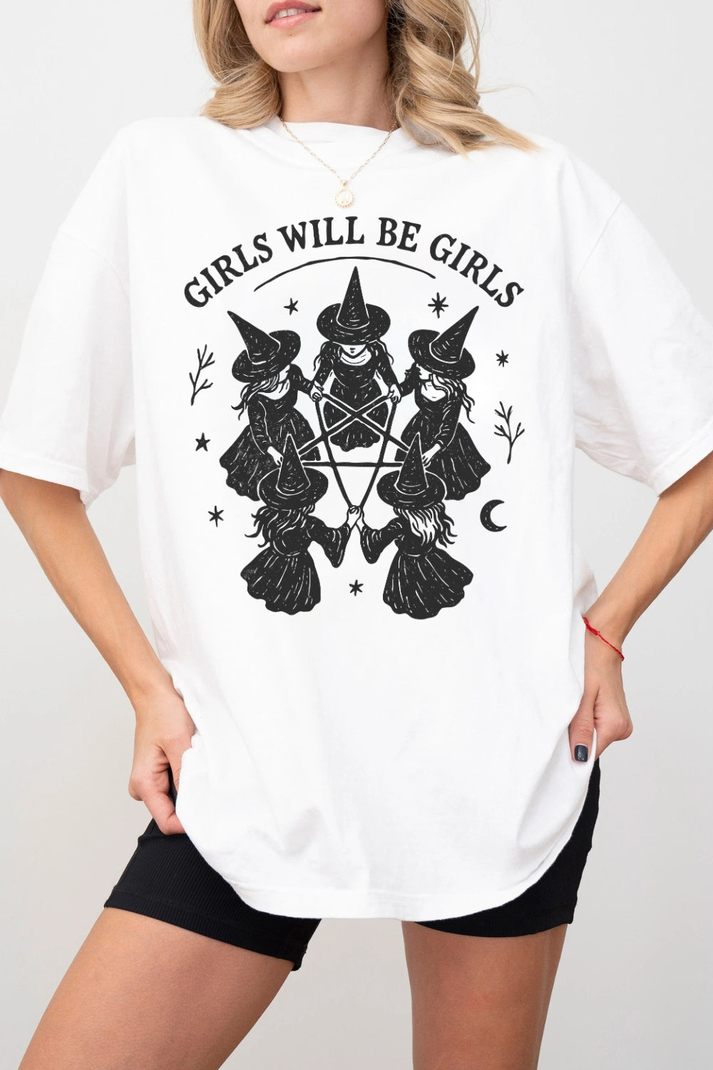 Girls Will Be Girls Witch Circle Clipart Tee For Women