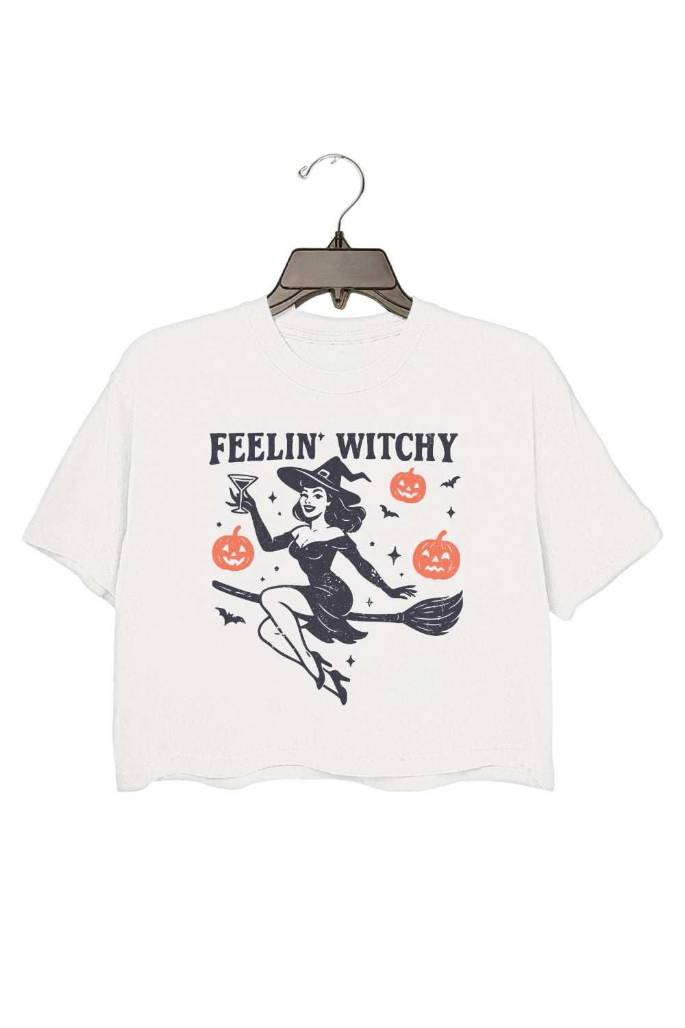 Retro Fleein' Witchy Halloween Crop Top For Women