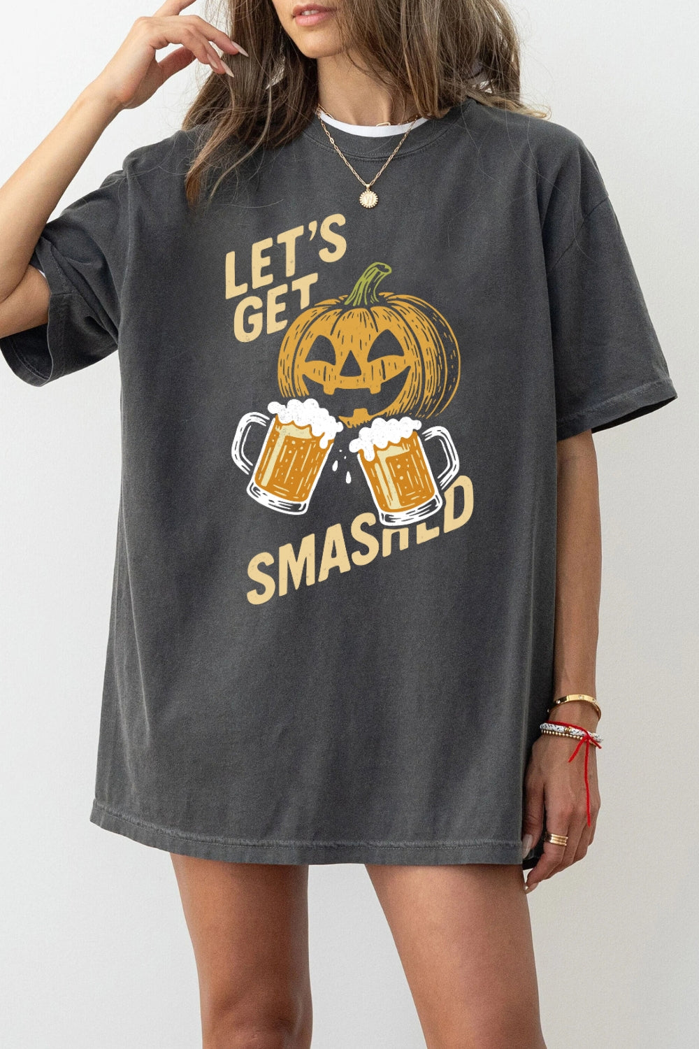 Let’s Get Smashed Halloween Beer Mug Tee For Women