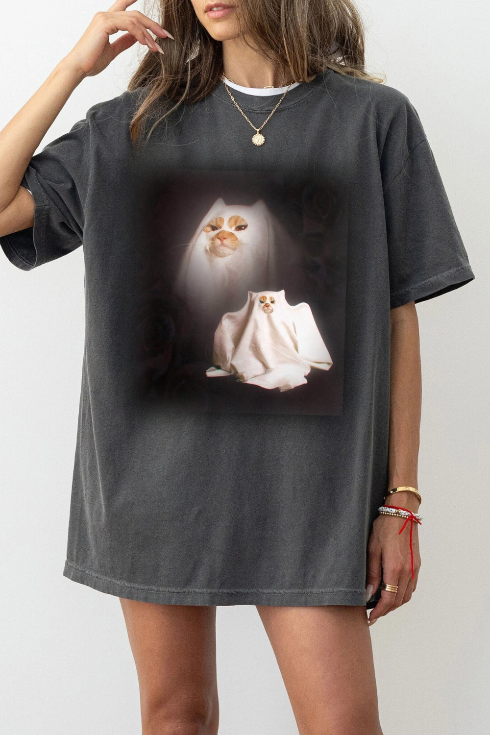 Funny Ghost Kitten Tee For Women