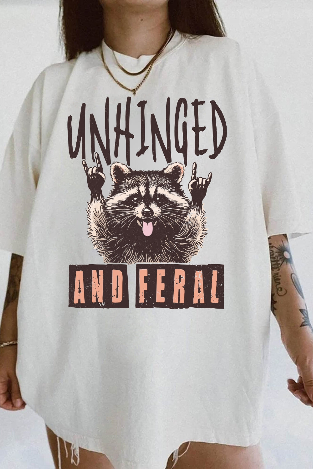 Unhinged And Feral Funny Raccoon Tee For Women