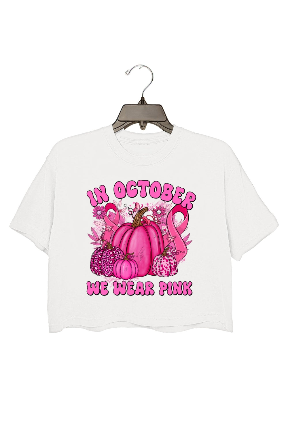 In October We Wear Pink Pumpkin Crop Top For Women