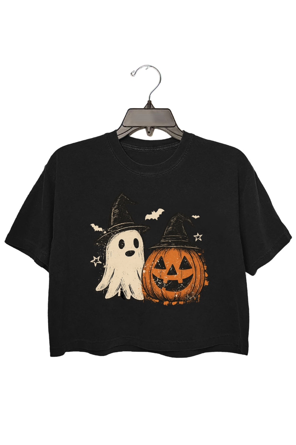 Preppy Floral Pumpkin Halloween Crop Top For Women