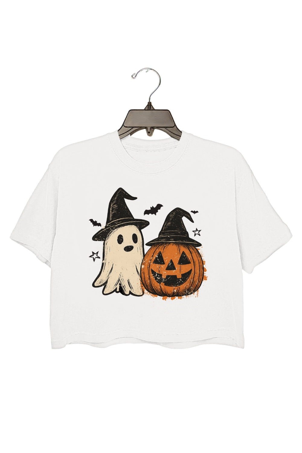 Preppy Floral Pumpkin Halloween Crop Top For Women