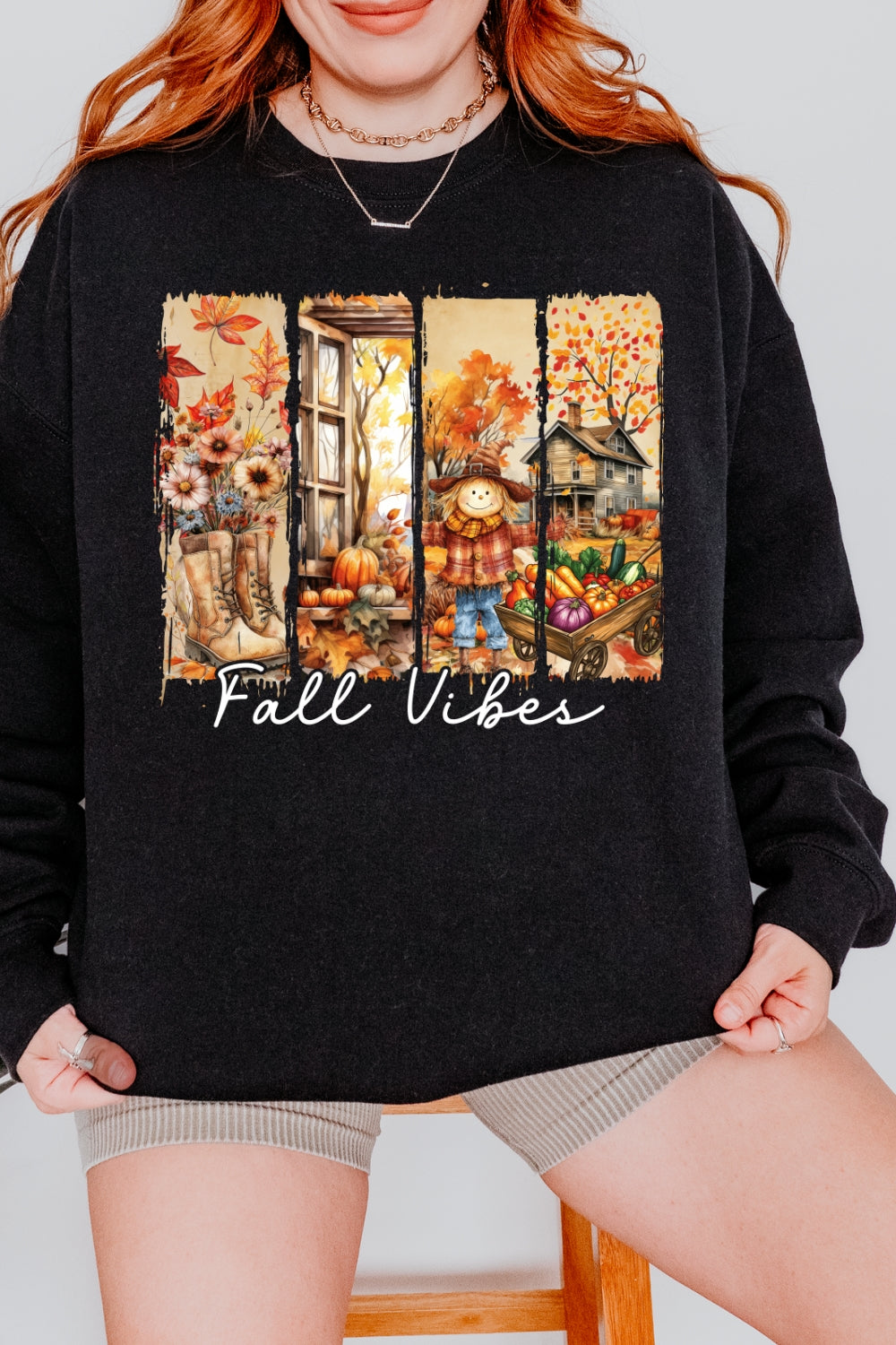 Fall Vibes Cozy Autumn Harvest Sweatshirt For Women