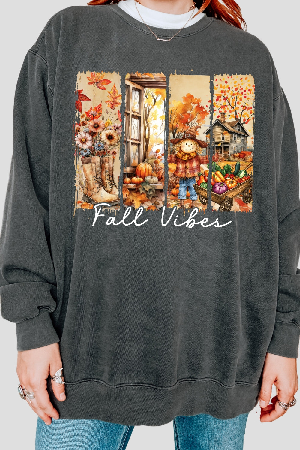 Fall Vibes Cozy Autumn Harvest Sweatshirt For Women