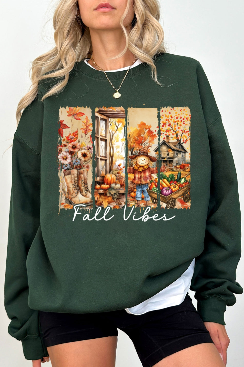 Fall Vibes Cozy Autumn Harvest Sweatshirt For Women