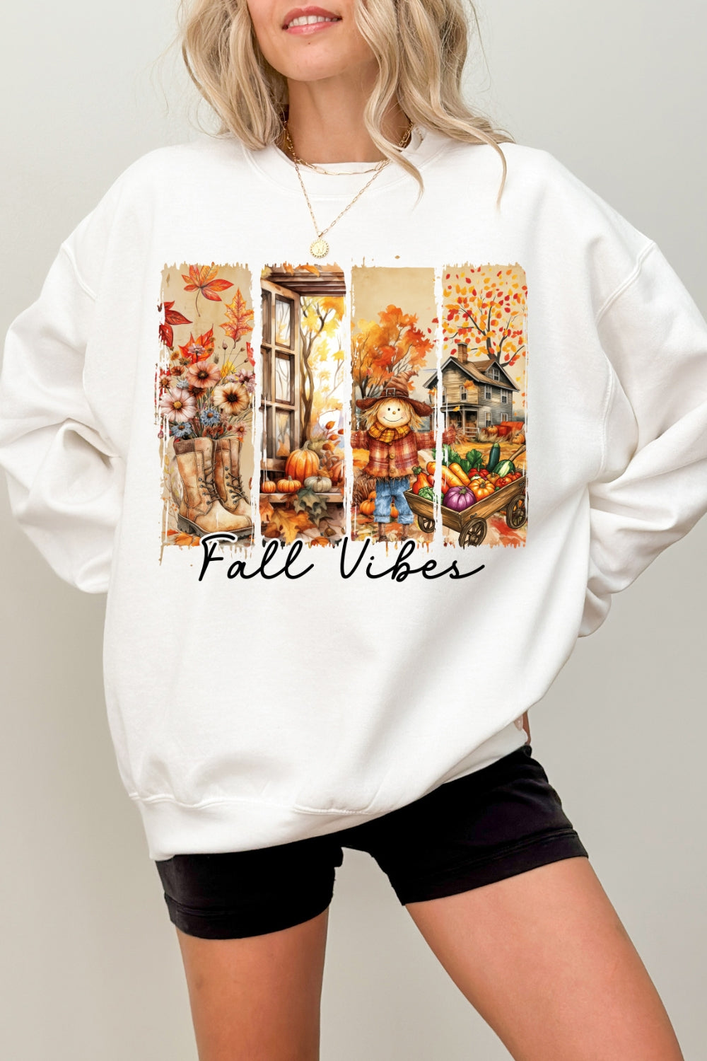 Fall Vibes Cozy Autumn Harvest Sweatshirt For Women
